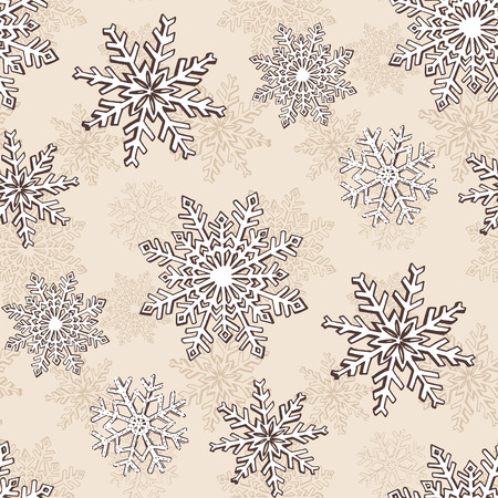 Hand drawn winter sketch snowflakes seamless pattern. Backdrop for Christmas, Noel, New Year design. Decorative background for fabric, textile, wrapping paper, card, invitation, wallpaper, web designのイラスト素材