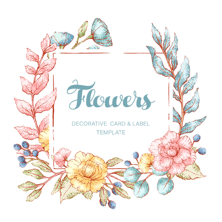 Floral Frame Templateのイラスト素材