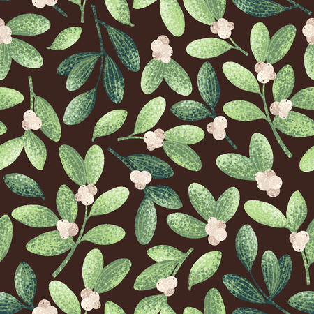 Christmas mistletoe floral seamless pattern vector illustrationのイラスト素材