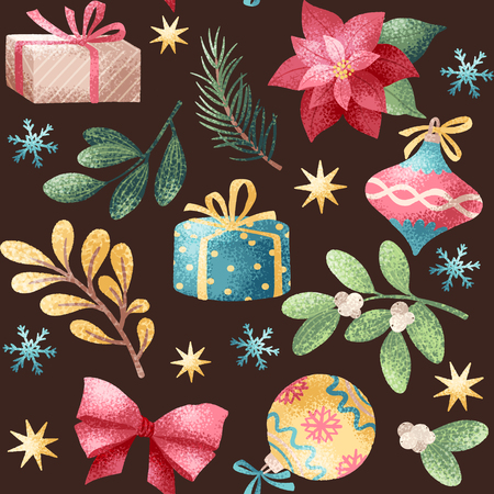 Seamless pattern christmas decoration elements vector illustrationのイラスト素材