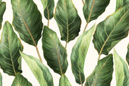 Palm leaves seamless patternのイラスト素材