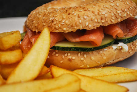 salmon bagelの写真素材