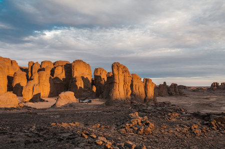 Sunset in the Sahara sesierto. Southern Algeria.