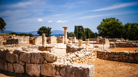Greco-Roman archaeological sites of Ampurias (Empuries) in the Gulf of Roses, Catalonia, Spain.の写真素材