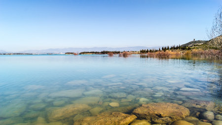 The reservoir La Sotonera area of interest for wildlife ITS Huesca Aragon Spain.