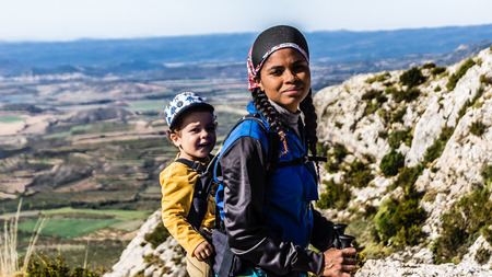 Hiking to the hermitage Virgen de la Pena Huesca Aragon Spain.の写真素材