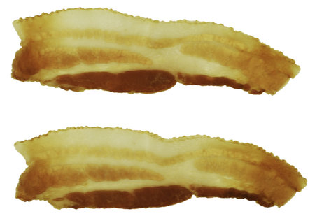 Image of pork bacon isolated on white back ground.
