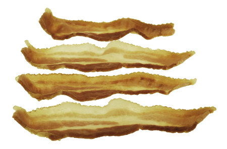 Image of pork bacon isolated on white back ground.の写真素材