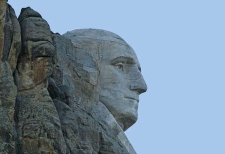Closeup image of side view of George Washington at Mt Rushmore National Memorial.のeditorial素材