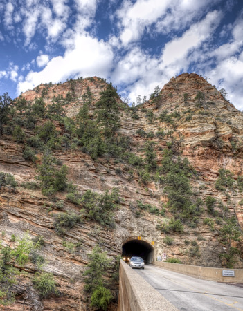 1.1 Mile Mount Carmel Tunnel East Entrance Zion National Park, Utah.の写真素材