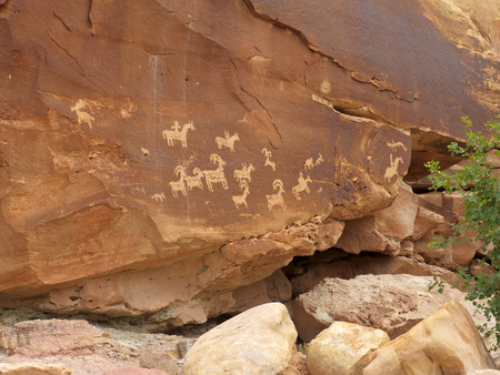 Ute Rock Art, Arches National Park, Utah USA.の写真素材