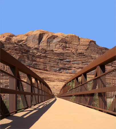 Foot Bridge Across Colorado River, Moab, Utah.の写真素材