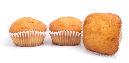 Group of muffins isolated on white backgroundの写真素材