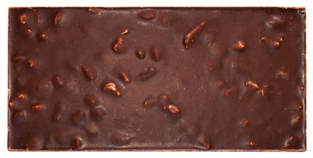 Chocolate bar with hazelnuts isolated on white background