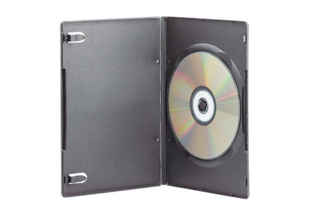 DVD box with disc on white background