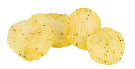 Chips potato isolated on white backgroundの写真素材