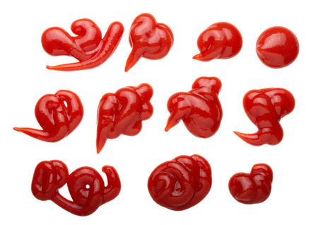 red tasty Ketchup or sauce isolated on white background