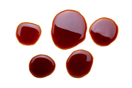 Delicious soy sauce isolated on white background, top viewの写真素材