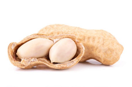 Dried peanuts isolated on white background