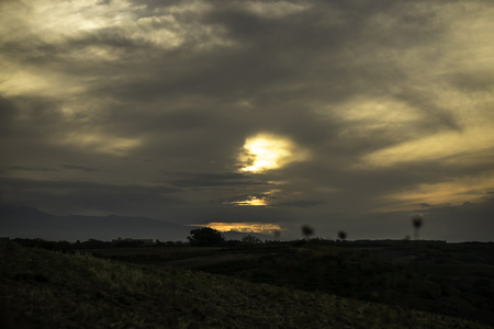 Cloudy summer duskの写真素材