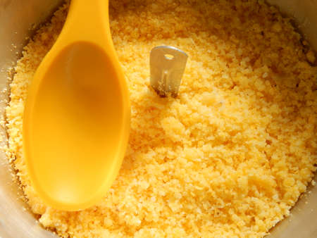Traditional Brazilian couscous (cuscus / couscous). Tropical food. The Brazilian Couscous from the Northeast Region also known as Corn Couscous is a nutritious, cheap and a really simple recipe to make.の写真素材