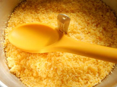 Traditional Brazilian couscous (cuscus / couscous). Tropical food. The Brazilian Couscous from the Northeast Region also known as Corn Couscous is a nutritious, cheap and a really simple recipe to make.の写真素材