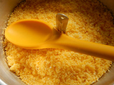 Traditional Brazilian couscous (cuscus / couscous). Tropical food. The Brazilian Couscous from the Northeast Region also known as Corn Couscous is a nutritious, cheap and a really simple recipe to make.の写真素材