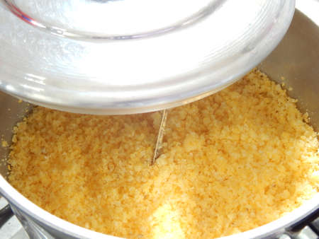 Traditional Brazilian couscous (cuscus / couscous). Tropical food. The Brazilian Couscous from the Northeast Region also known as Corn Couscous is a nutritious, cheap and a really simple recipe to make.の写真素材