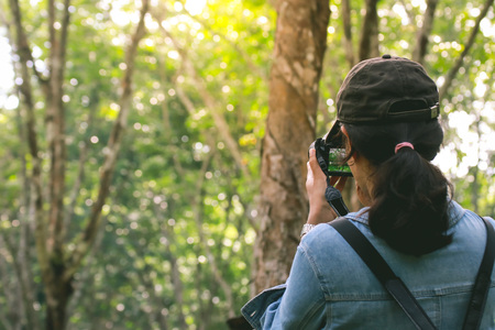 Bird photographer take photo at the wild in Thailandの写真素材