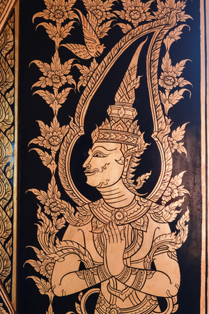 Thai paint on the wall in Thailand templeのeditorial素材