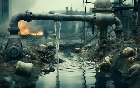 Clean Water Crisis Problems and Solutions Concept Illustration. Generative AIの素材