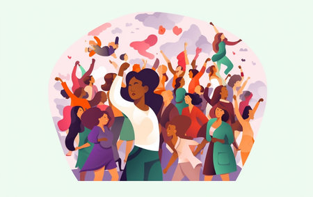 Global Women's Day Cartoon Illustration for International Day of Action.の素材