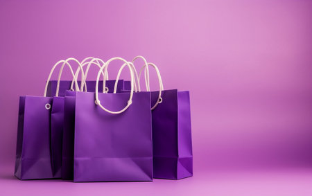 Purple Shopping Bags Purple Background.の素材