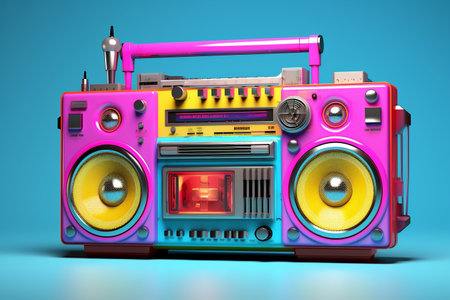 Vibrant Nostalgia: Colorful Retro Boombox.の素材