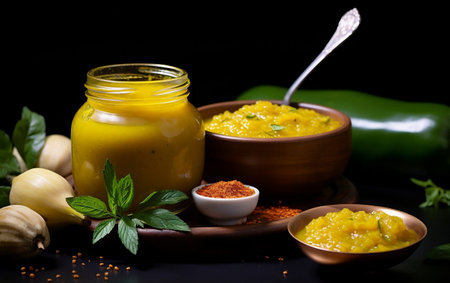 Vegetables on Black Background - Dramatic Culinary Art. Generative Aiの素材