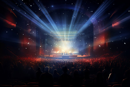 Crowded Concert Hall - Electrifying Stage Lights.の素材