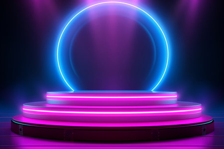 Vibrant Illuminated Stage with Spotlight.の素材