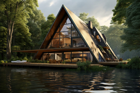 Triangular Terrace House with a View.の素材