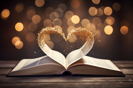 Open Book Pages in the Shape of a Heartの素材