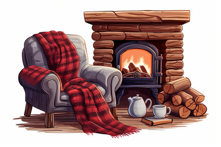 Illustrating the Warmth of a Crackling Fireの素材