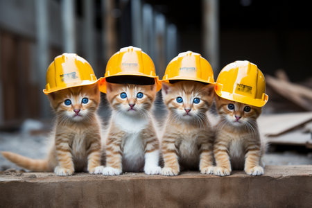 Group of Small Kittens Wearing Hatsの素材
