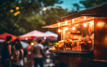 Food Truck at a City Festivalの素材