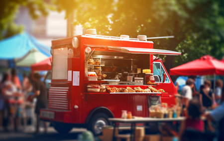 Food Truck at a City Festivalの素材