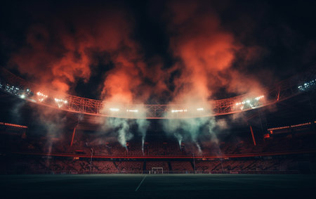 Spectacular Stadium Event: Lights, Smoke, and Excitementの素材