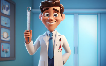 Doctor with Thermometer: 3D Renderingの素材