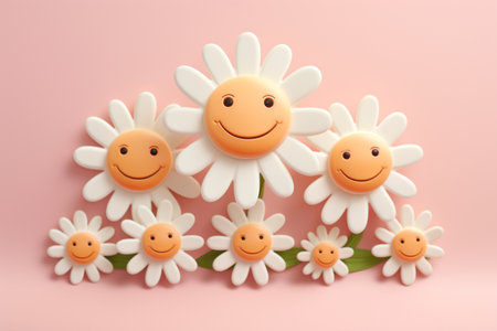 Happy 3D Daisy Cartoon Characterの素材