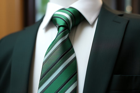 Elevate Your Look with a Stylish Green Striped Tieの素材