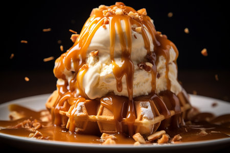 Waffle Caramel Ice Cream Delight.の素材