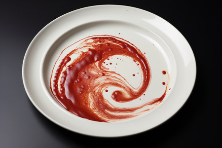 The Delightful Chaos of Red Sauce on White Plateの素材