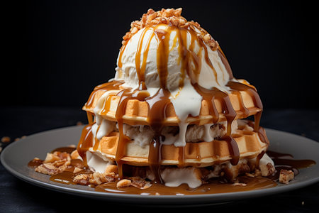 Waffle Caramel Ice Cream Delight.の素材